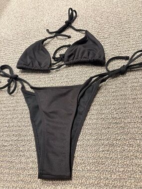 Classic Black Tie-Side Triangle Bikini Set